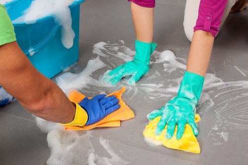 Professional Chase Cross carpet cleaners refreshing a home carpet